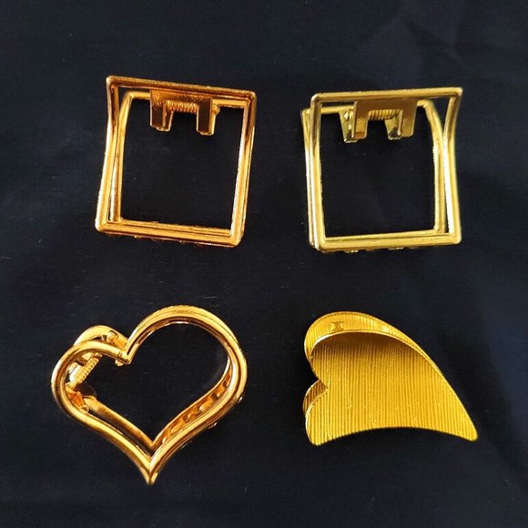 Metal hair claw clips accessories medium | golden, rose gold & silver pack of 4